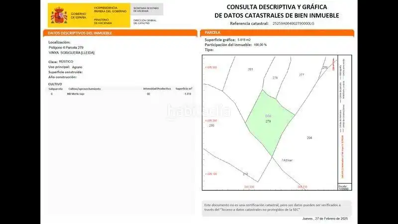 Terreni e lotti in vendita a Polígono 4 Parcela 267 VINYA. SORIGUERA (LLEIDA), imagen 6