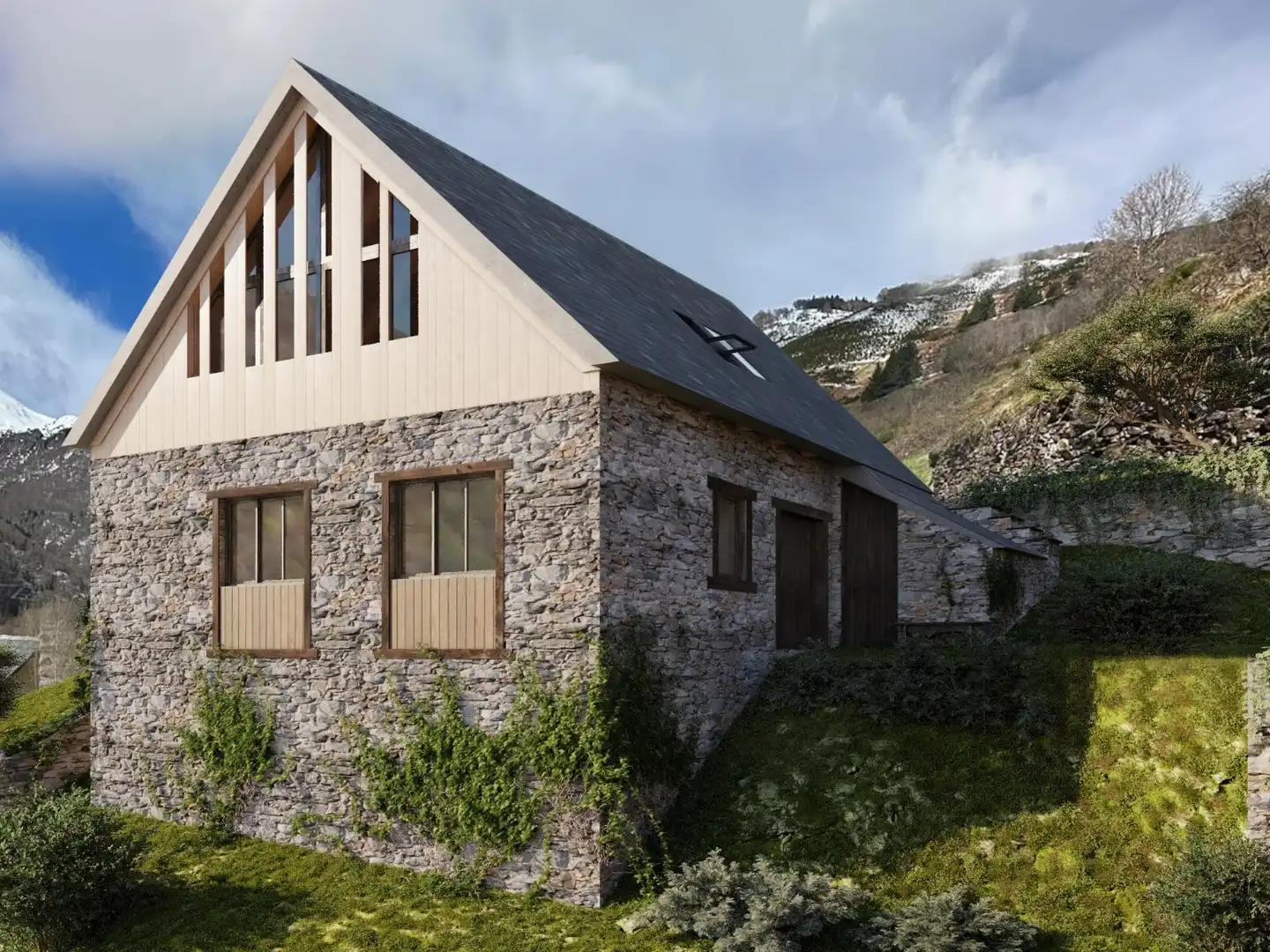 Vista exterior de Casa o chalet en venta en Bausen con Calefacción, Jardín privado y Terraza