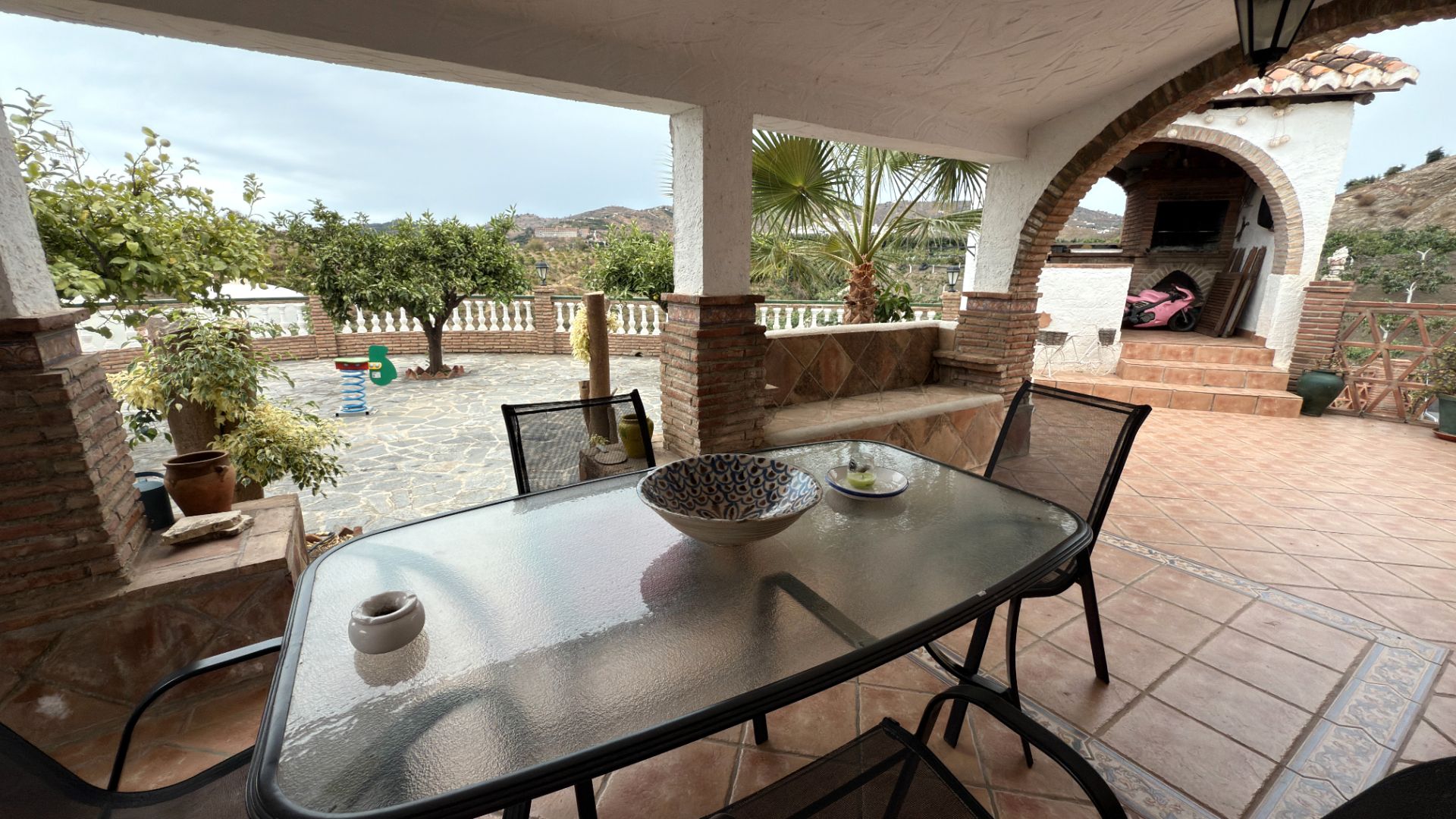 Terrace of Country house to rent in Benamocarra  with Air Conditioner, Swimming Pool and Furnished