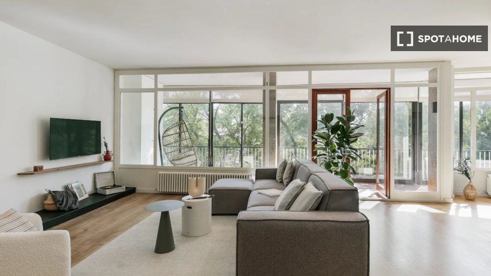 Sala d'estar de Pis de lloguer en  Barcelona Capital amb Aire condicionat, Calefacció i Moblat