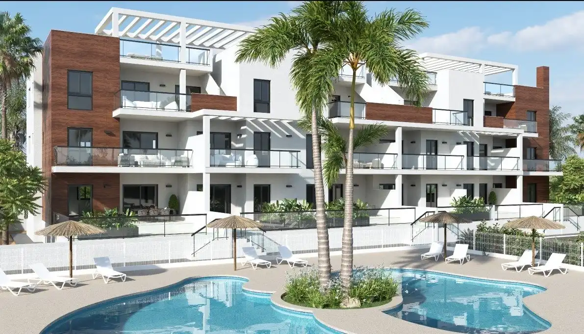 Vista exterior de Casa o chalet en venta en Pilar de la Horadada con Jardín privado, Terraza y Piscina comunitaria
