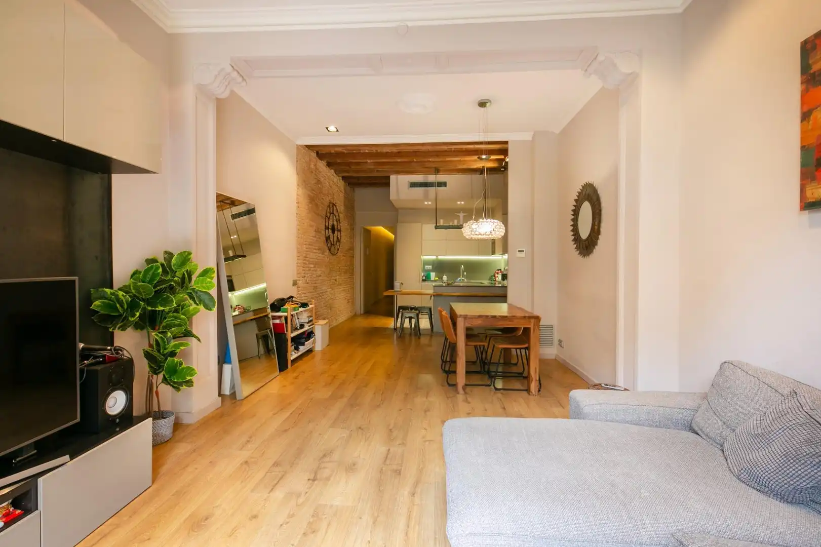 Sala de estar de Piso de alquiler en Barcelona con Calefacción, Parquet y Amueblado