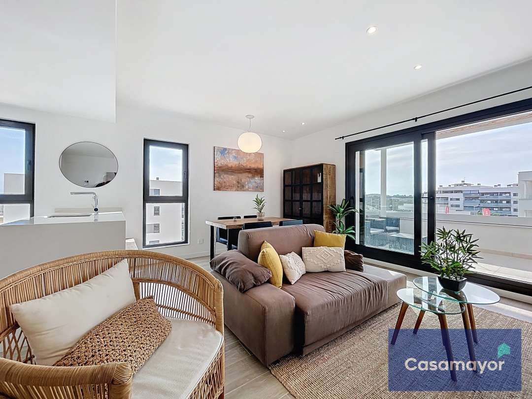 Sala de estar de Ático de alquiler en Sant Joan d'Alacant con Aire acondicionado, Calefacción y Jardín privado