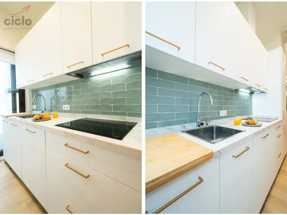 Cocina de Piso de alquiler en Sevilla con Terraza, Piscina y Amueblado