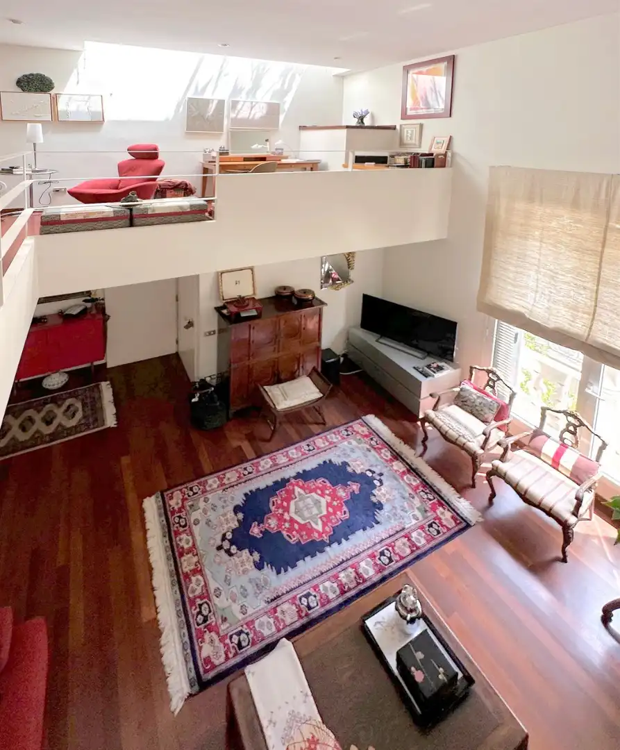 Living room of Houses for sale in Barcelona  with Parquet flooring, Terrace and Furnished