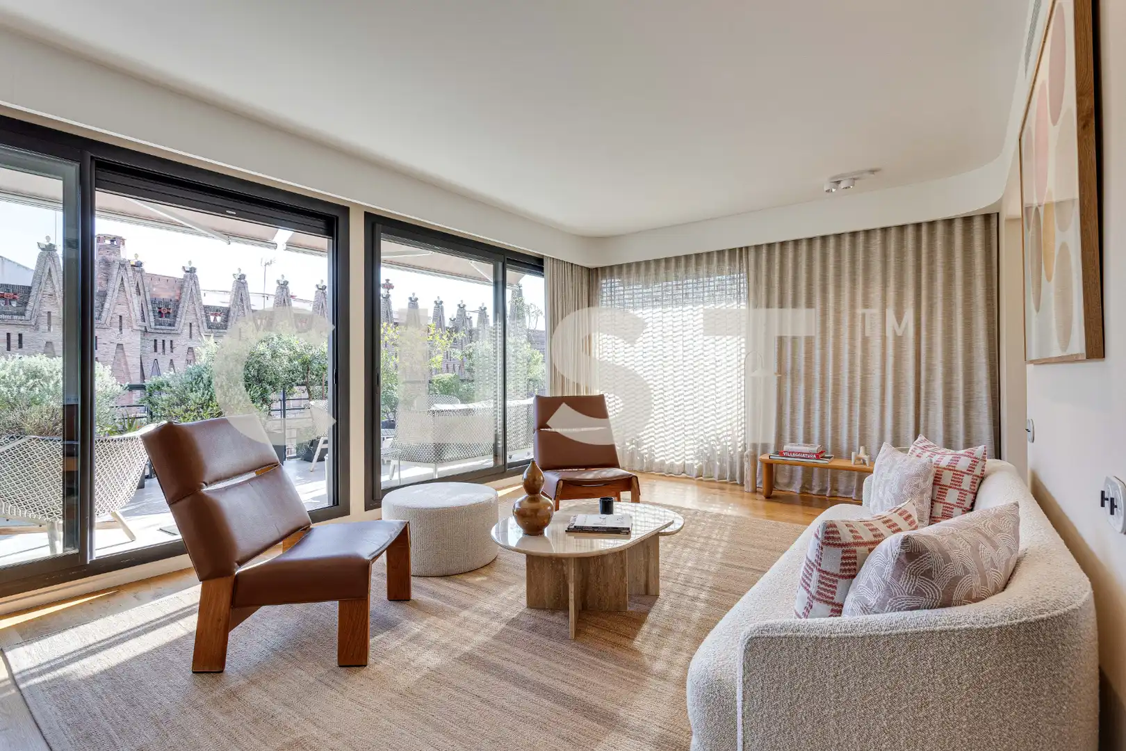Wohnzimmer von Dachboden zur Miete in Barcelona mit Klimaanlage, Heizung und Parkett