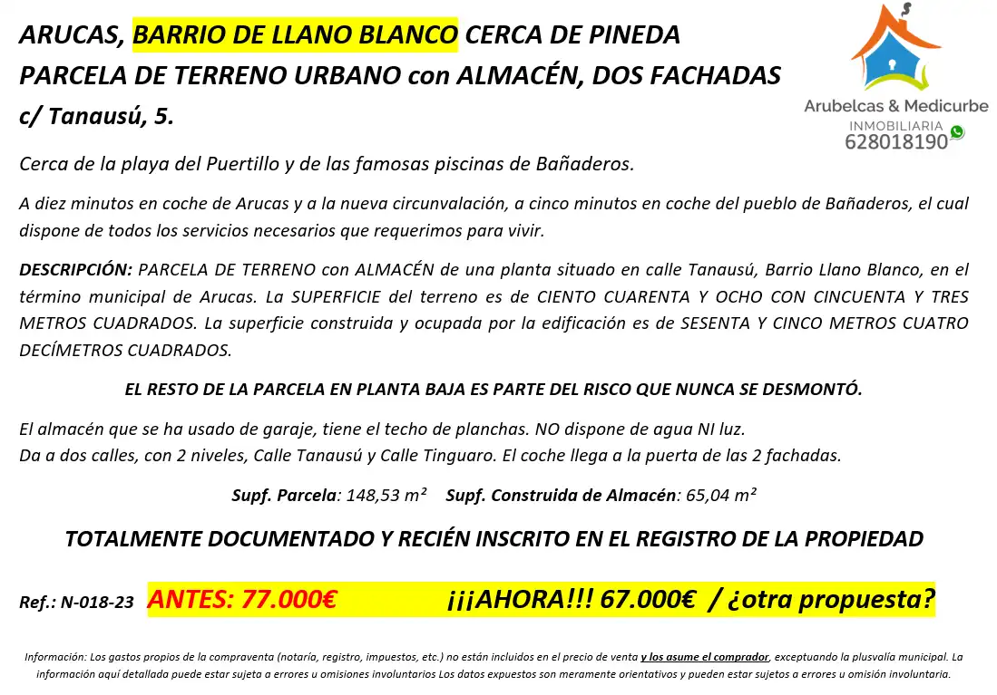 Aparcament de Local en venda en Arucas