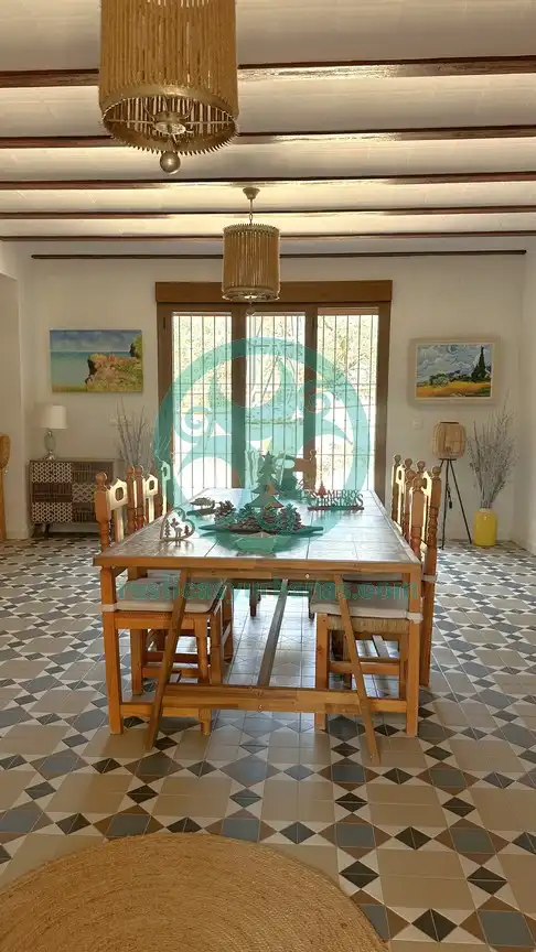 Esszimmer von Country house zur Miete in Cáceres mit Schwimmbad, Möbliert und Ofen