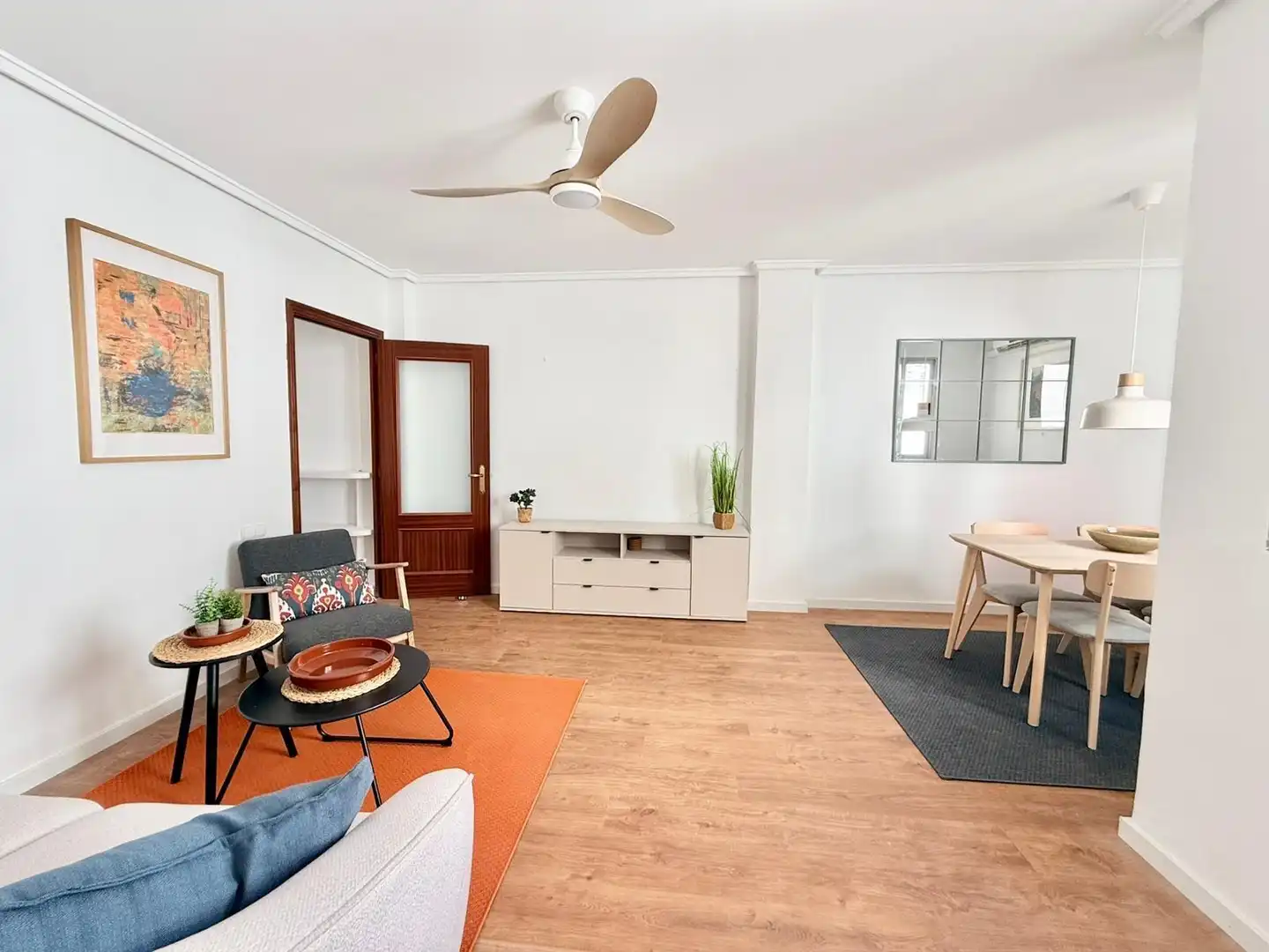 Wohnzimmer von Wohnung zur Miete in Valencia mit Klimaanlage, Parkett und Terrasse