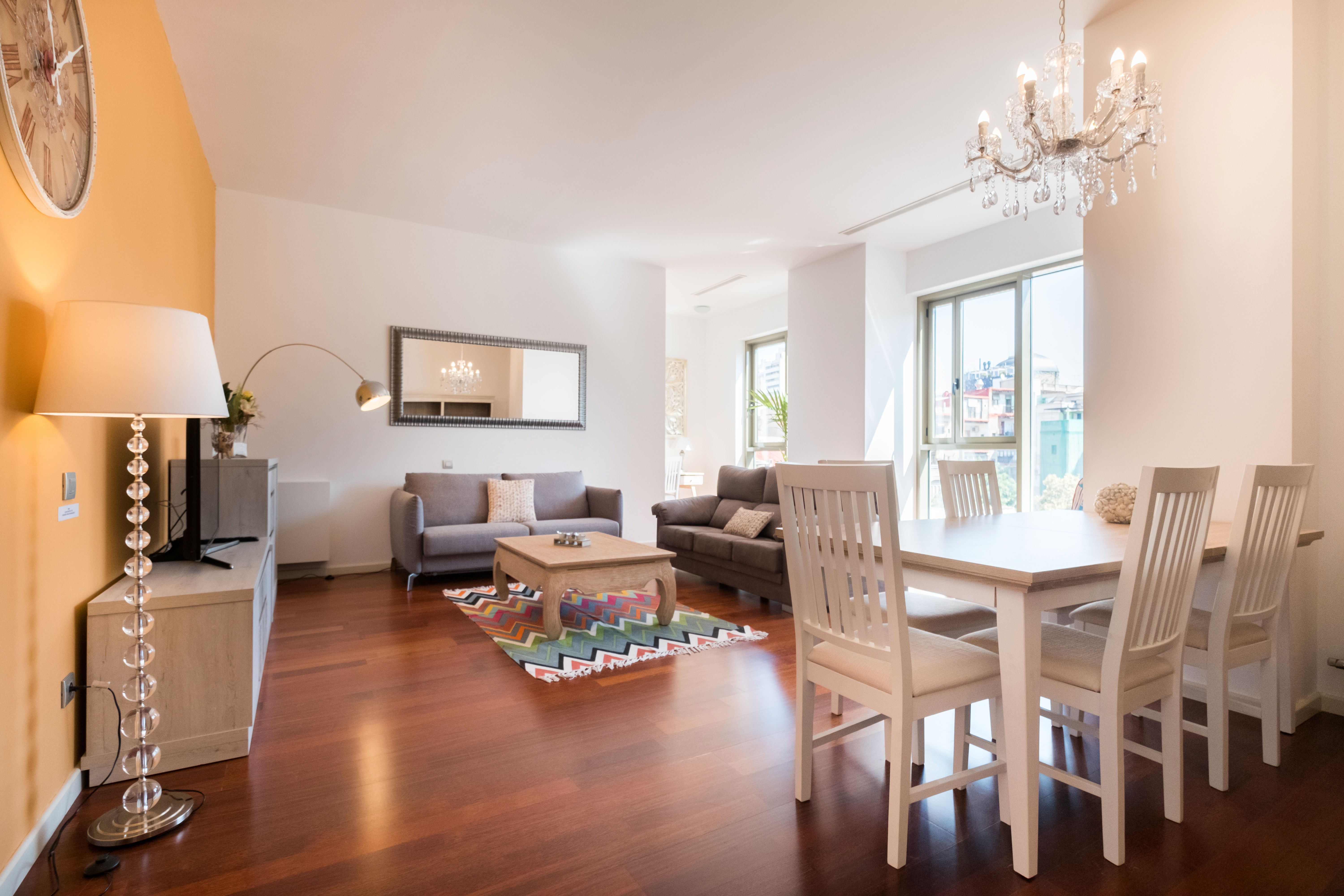 Sala d'estar de Apartament de lloguer en  Barcelona Capital amb Aire condicionat, Calefacció i Parquet