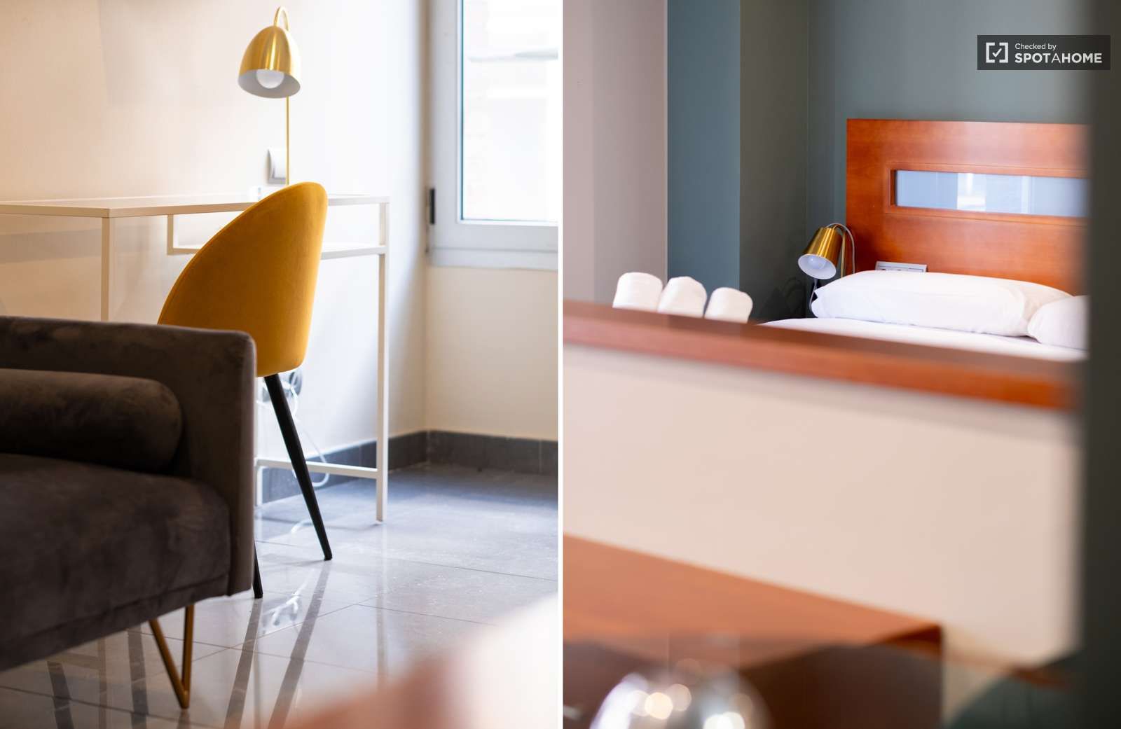 Habitación de Estudio para compartir en  Barcelona Capital con Aire acondicionado, Terraza y Amueblado