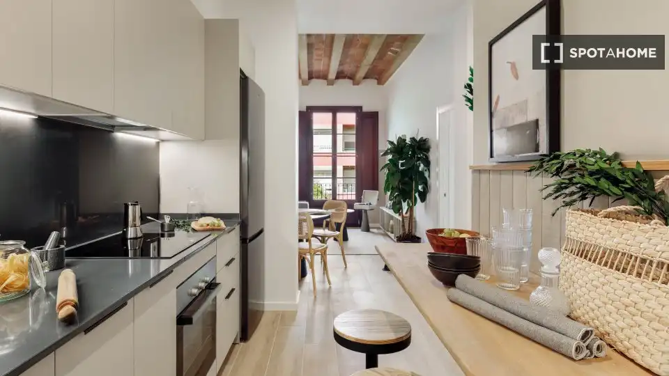 Cocina de Piso de alquiler en Barcelona con Aire acondicionado, Calefacción y Amueblado