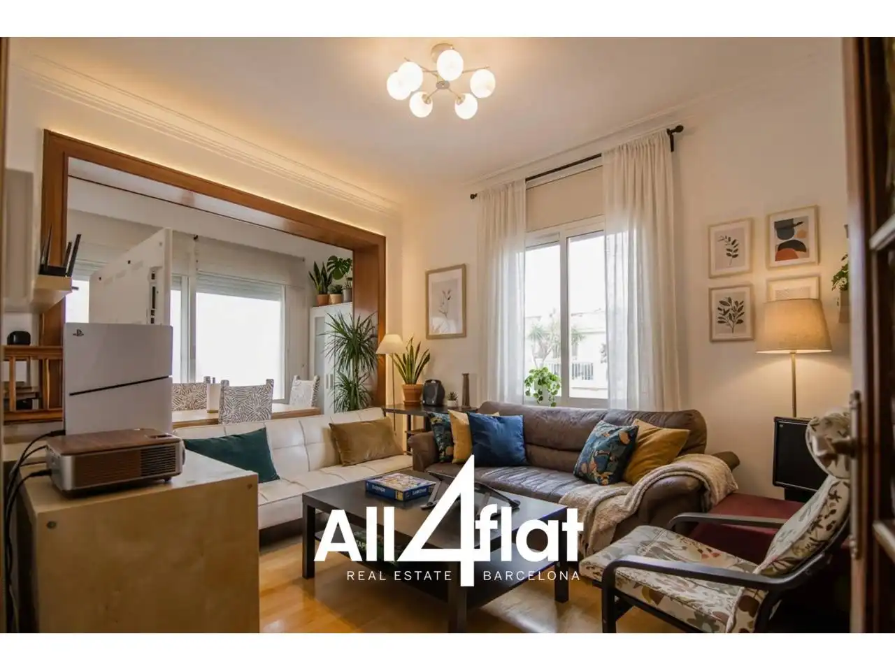 Wohnzimmer von Wohnung zur Miete in Barcelona mit Klimaanlage, Heizung und Parkett