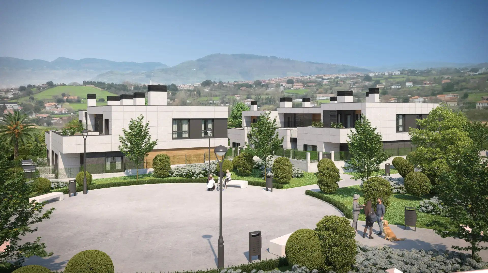 Außenansicht von Einfamilien-Reihenhaus zum Verkauf in Berango mit Heizung, Privatgarten und Parkett