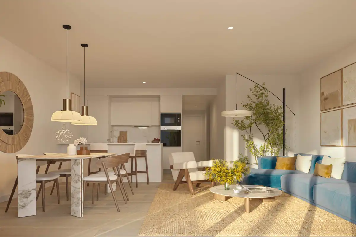 Wohnzimmer von Dachboden zum Verkauf in El Verger mit Klimaanlage, Terrasse und Schwimmbad