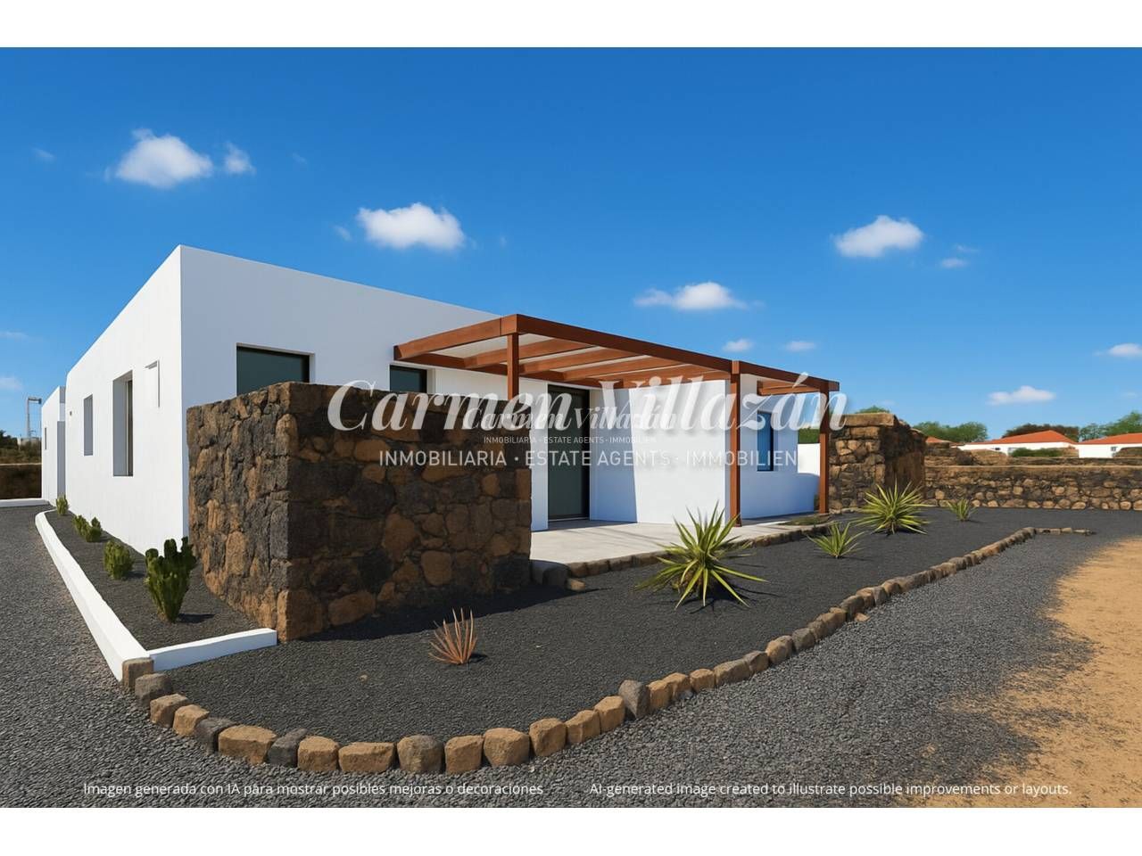 Vista exterior de Casa o xalet en venda en La Oliva amb Jardí privat, Terrassa i Piscina