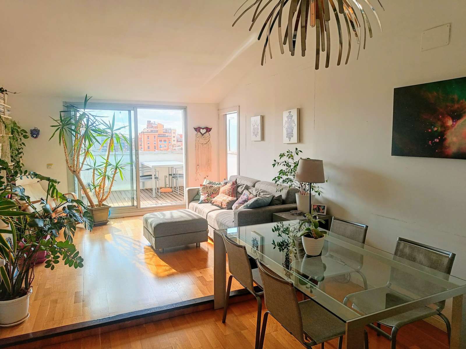 Sala d'estar de Apartament per a compartir en  Barcelona Capital amb Aire condicionat, Terrassa i Moblat