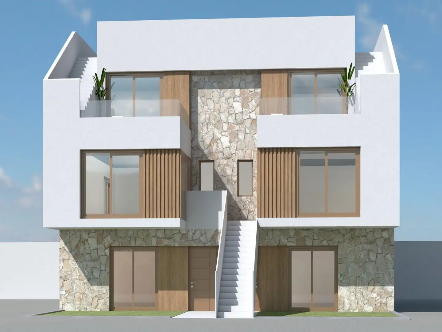 Außenansicht von Wohnungen zum Verkauf in Benejúzar mit Klimaanlage, Privatgarten und Terrasse