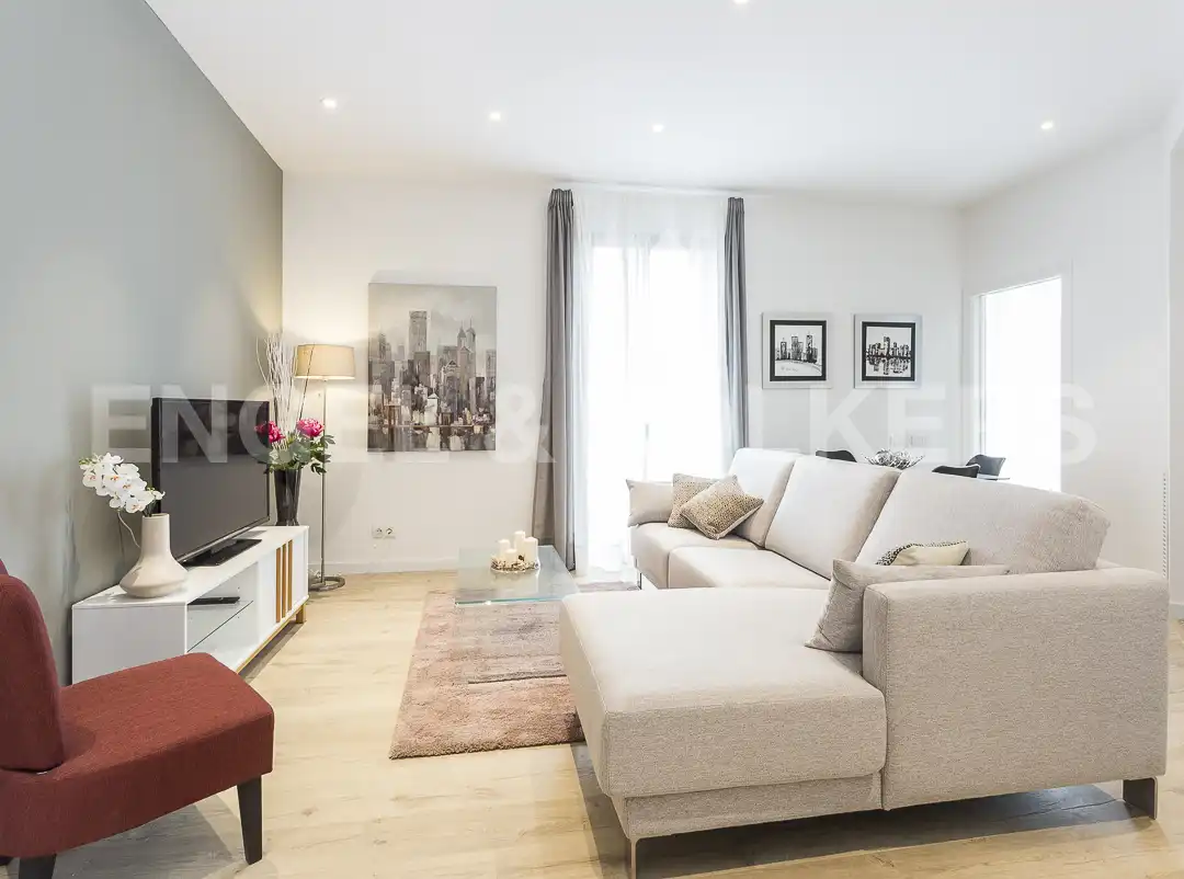 Living room of Flat for rent in Barcelona  with Air Conditioner, Heating and Furnished