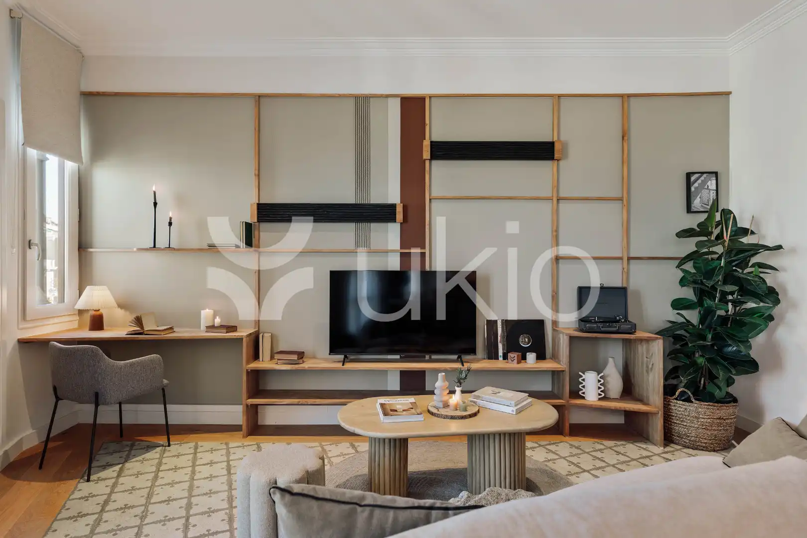 Sala de estar de Apartamento de alquiler en Barcelona con Aire acondicionado, Calefacción y Amueblado