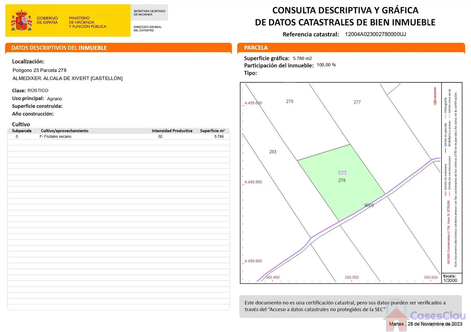 Finca rústica en venta en Alcalà de Xivert