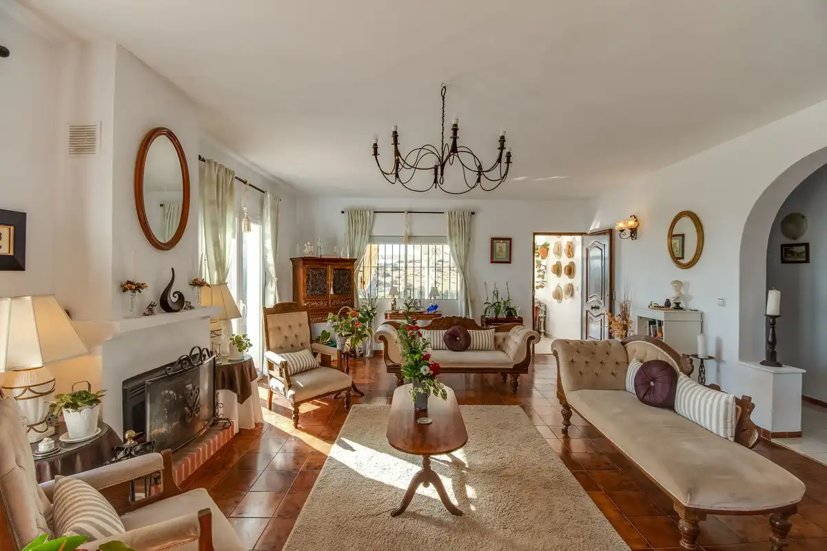 Living room of Houses for sale in Mijas  with Private garden, Terrace and Swimming Pool