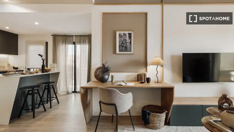 Living room of Flat for rent in Barcelona  with Air Conditioner, Heating and Furnished