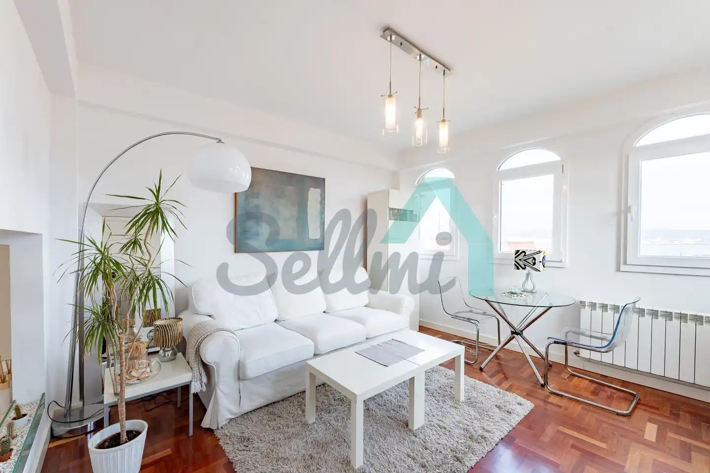 Wohnzimmer von Dachboden zur Miete in Gijón  mit Heizung, Parkett und Terrasse