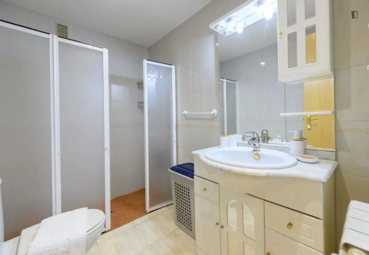 Bany de Apartament de lloguer en Madrid amb Aire condicionat, Calefacció i Moblat