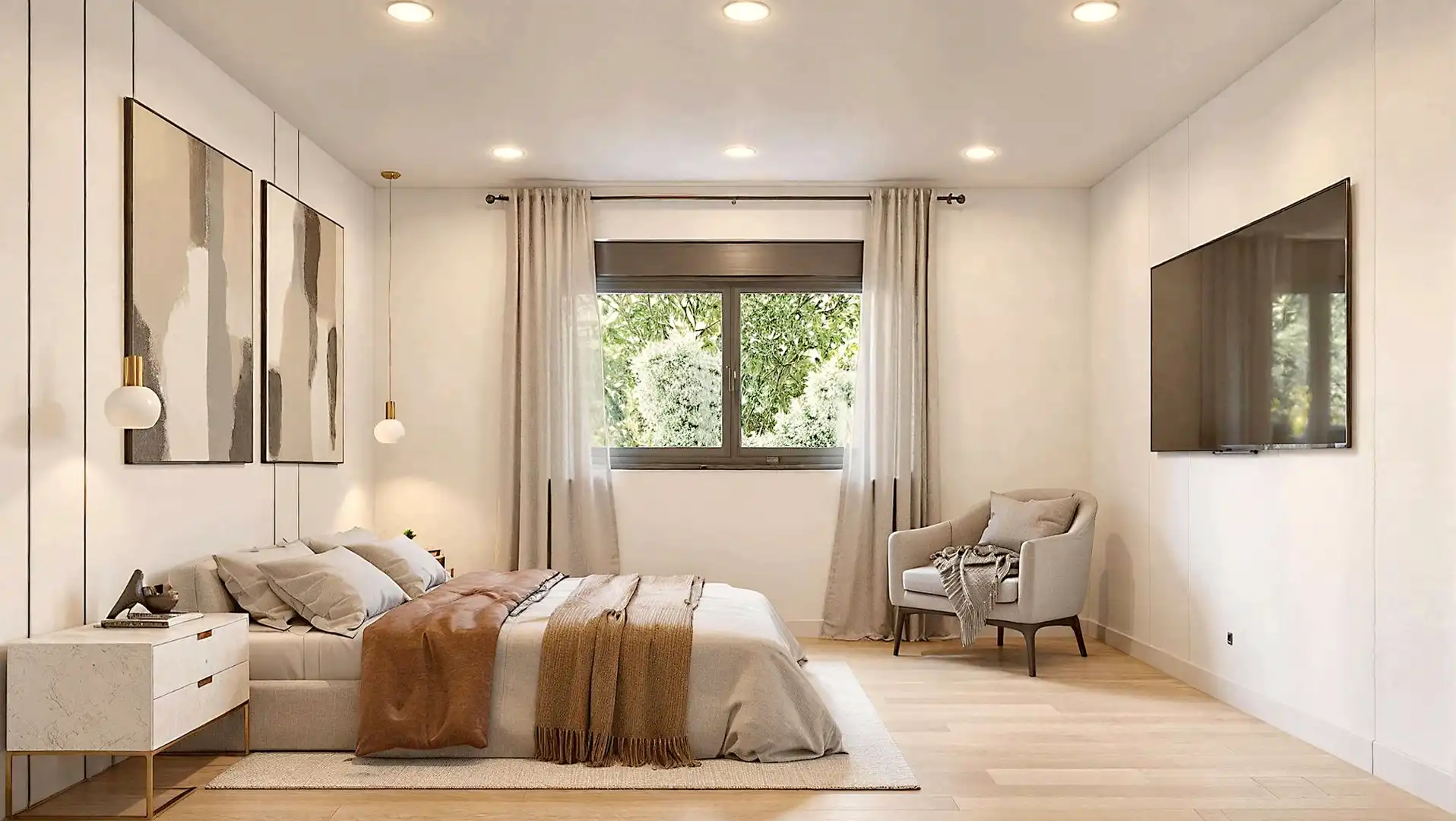 Dormitori de Casa o xalet en venda en Sevilla la Nueva amb Jardí privat