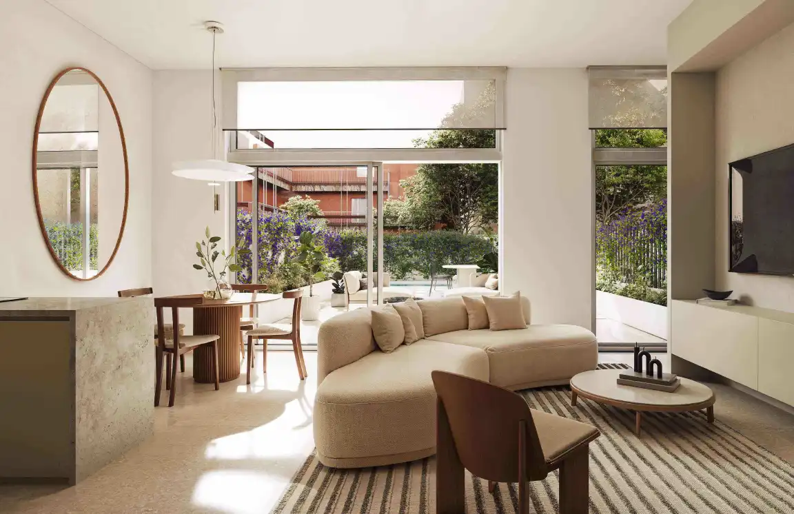 Wohnzimmer von Erdgeschoss zum Verkauf in Sant Cugat del Vallès mit Klimaanlage, Heizung und Privatgarten