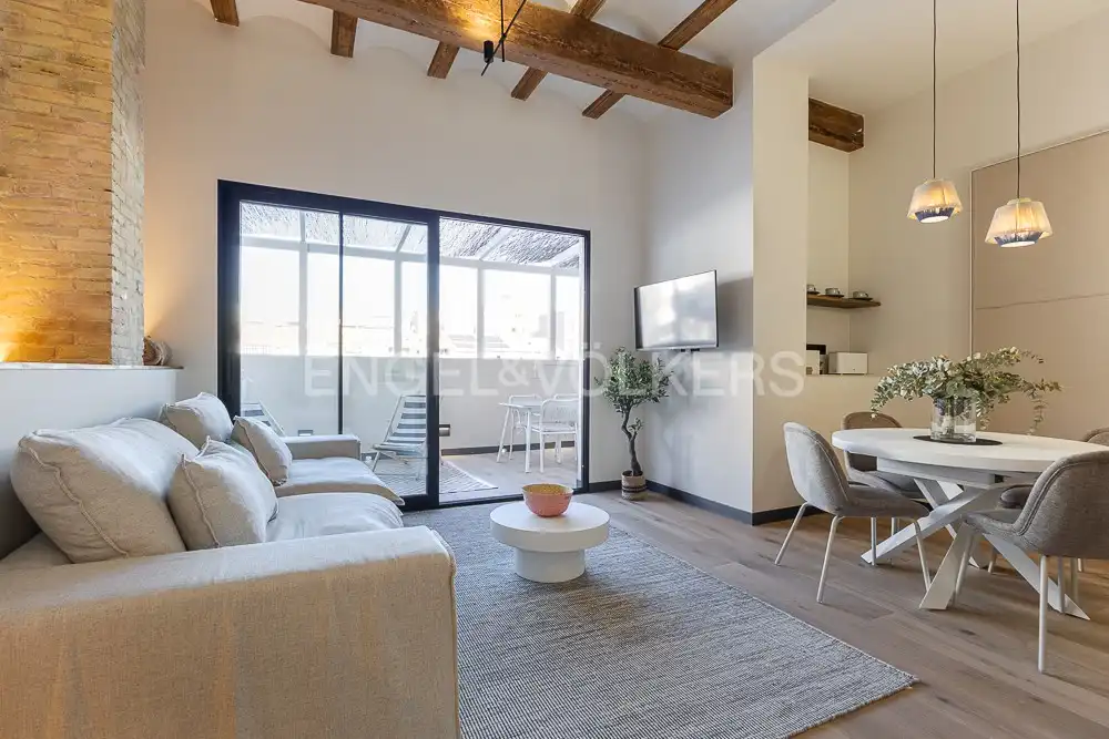 Living room of Flat for rent in Valencia  with Air Conditioner, Heating and Terrace