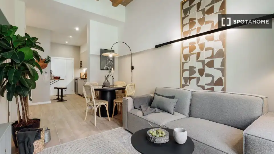 Sala de estar de Piso de alquiler en Barcelona con Aire acondicionado, Calefacción y Amueblado