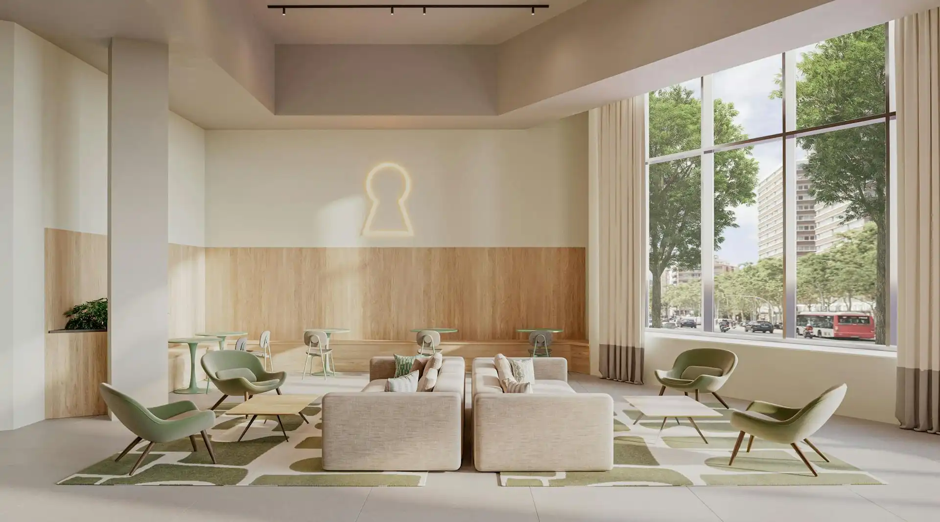 Wohnzimmer von Wohnung zur Miete in Barcelona mit Klimaanlage und Heizung