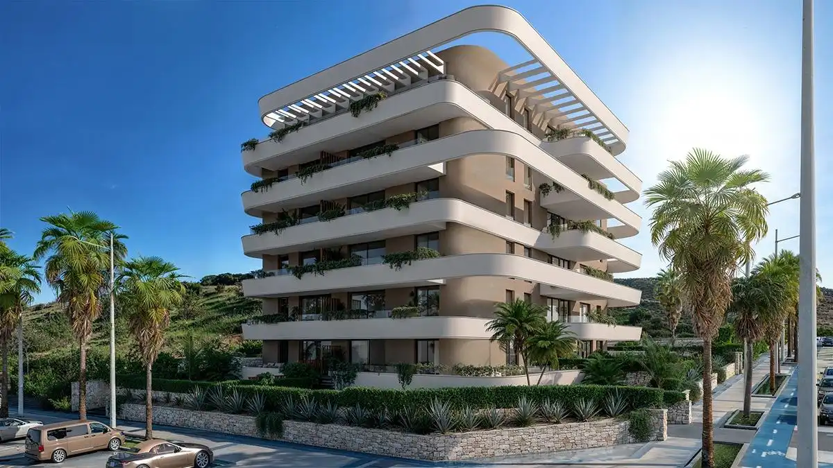 Außenansicht von Wohnungen zum Verkauf in Estepona mit Klimaanlage, Terrasse und Abstellraum
