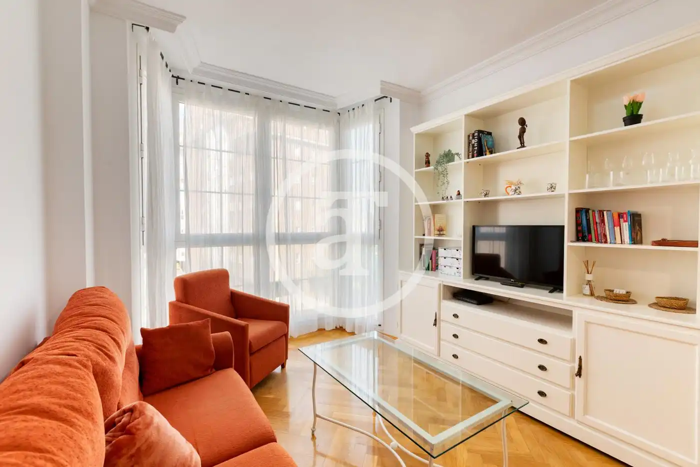 Living room of Flat for rent in Madrid  with Air Conditioner, Heating and Furnished