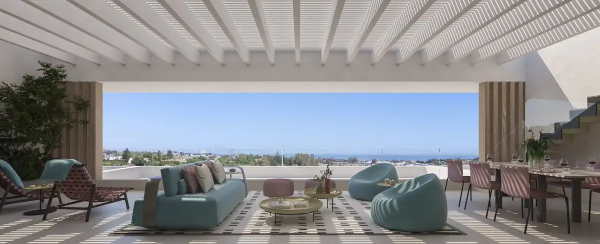 Terrasse von Wohnungen zum Verkauf in Benahavís mit Klimaanlage, Privatgarten und Terrasse
