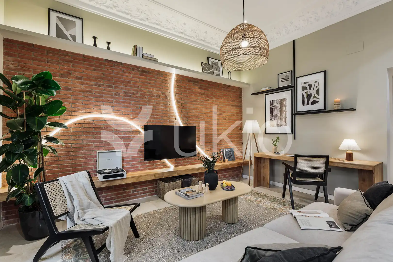 Sala de estar de Apartamento de alquiler en Barcelona con Aire acondicionado, Calefacción y Amueblado