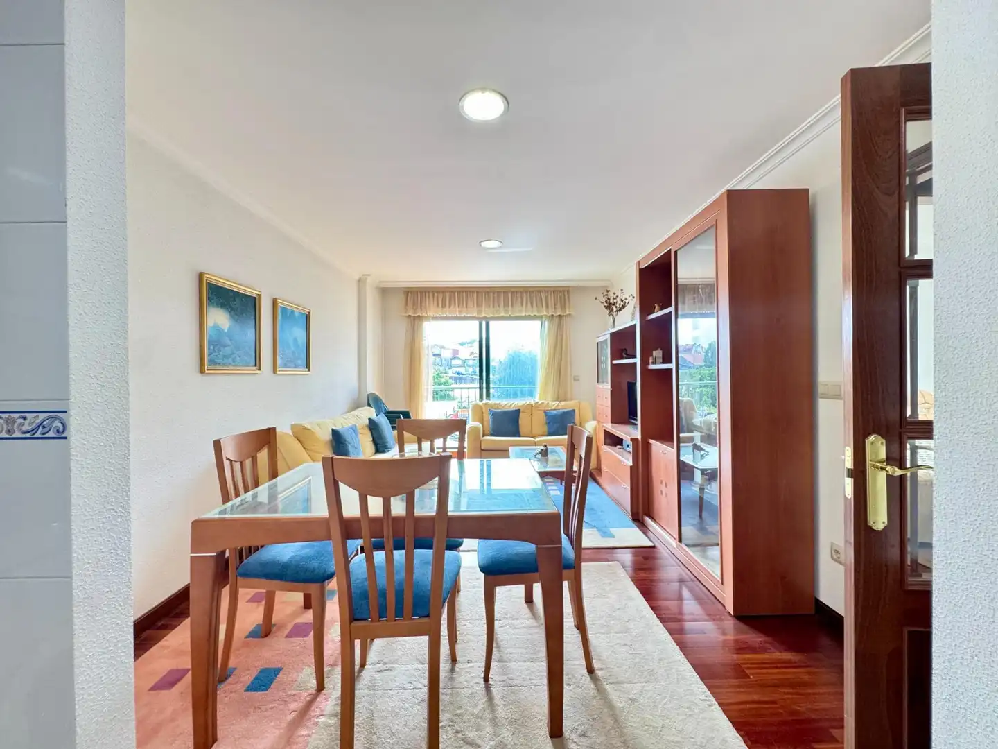 Dining room of Flat for sale in Baiona  with Parquet flooring, Terrace and Storage room