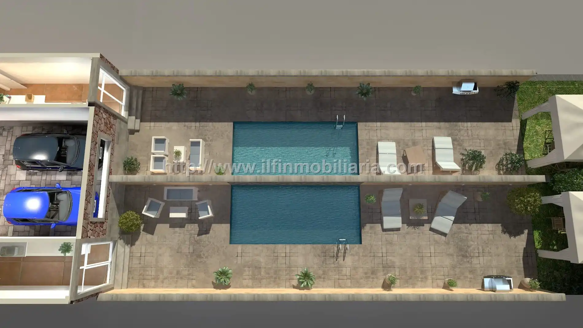 Schwimmbecken von Einfamilien-Reihenhaus zum Verkauf in  Palma de Mallorca mit Klimaanlage, Schwimmbad und Möbliert