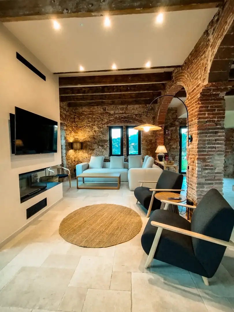 Sala d'estar de Finca rústica en venda en Santa Cristina d'Aro amb Aire condicionat, Calefacció i Jardí privat