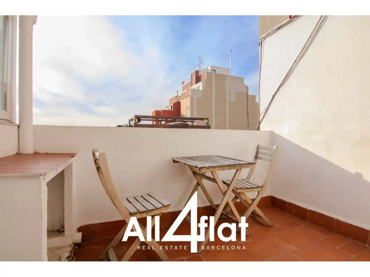 Terrasse von Dachboden zur Miete in Barcelona mit Klimaanlage, Heizung und Parkett