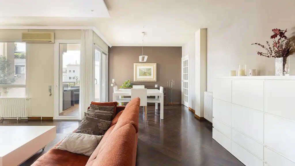 Sala de estar de Apartamento en venta en Barcelona con Aire acondicionado, Parquet y Terraza