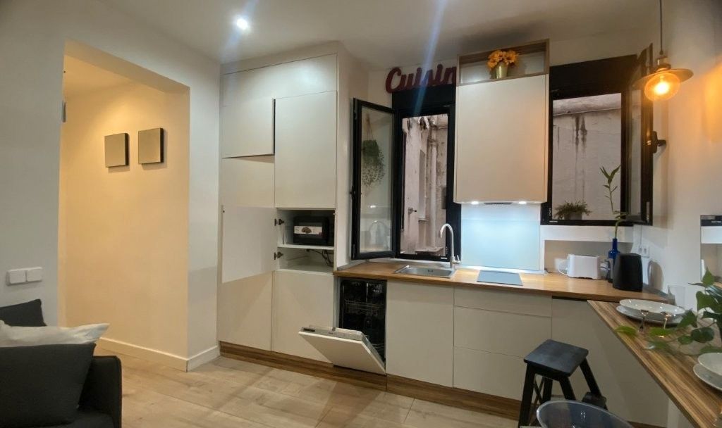 Kitchen of Apartment to rent in  Madrid Capital  with Heating, Furnished and Oven