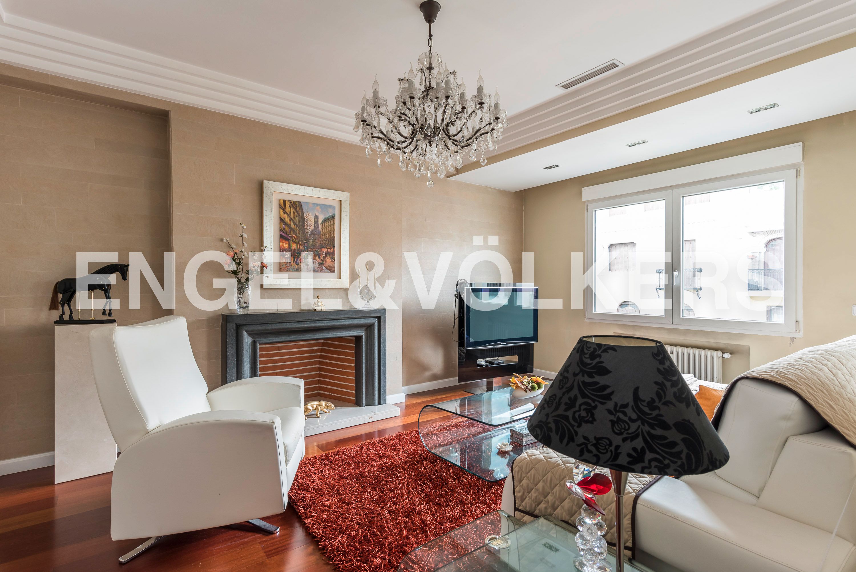 Sala d'estar de Apartament de lloguer en  Madrid Capital amb Aire condicionat, Calefacció i Parquet