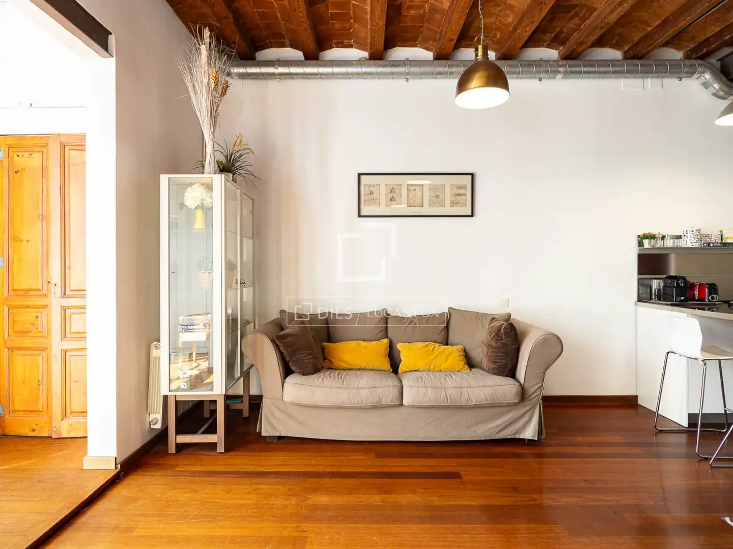 Sala de estar de Piso de alquiler en Barcelona con Aire acondicionado, Parquet y Amueblado