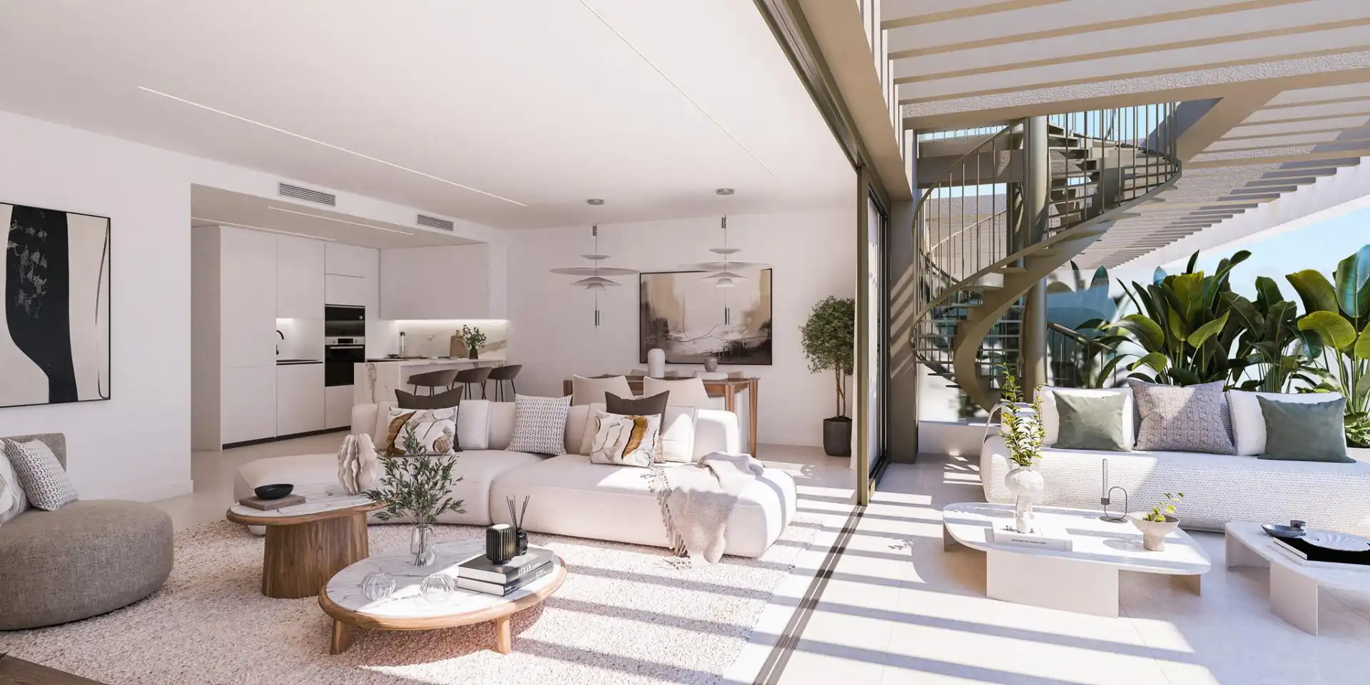 Sala de estar de Ático en venta en Estepona con Aire acondicionado, Terraza y Piscina