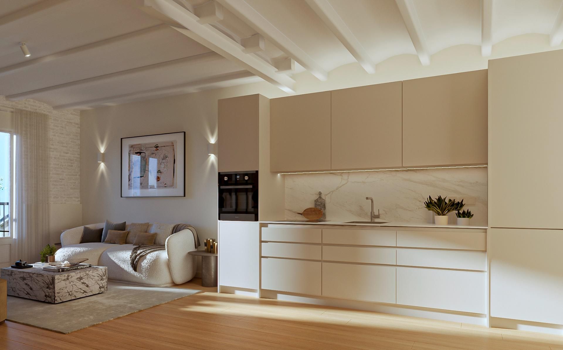 Küche von Wohnungen zum Verkauf in  Barcelona Capital mit Klimaanlage, Parkett und Terrasse