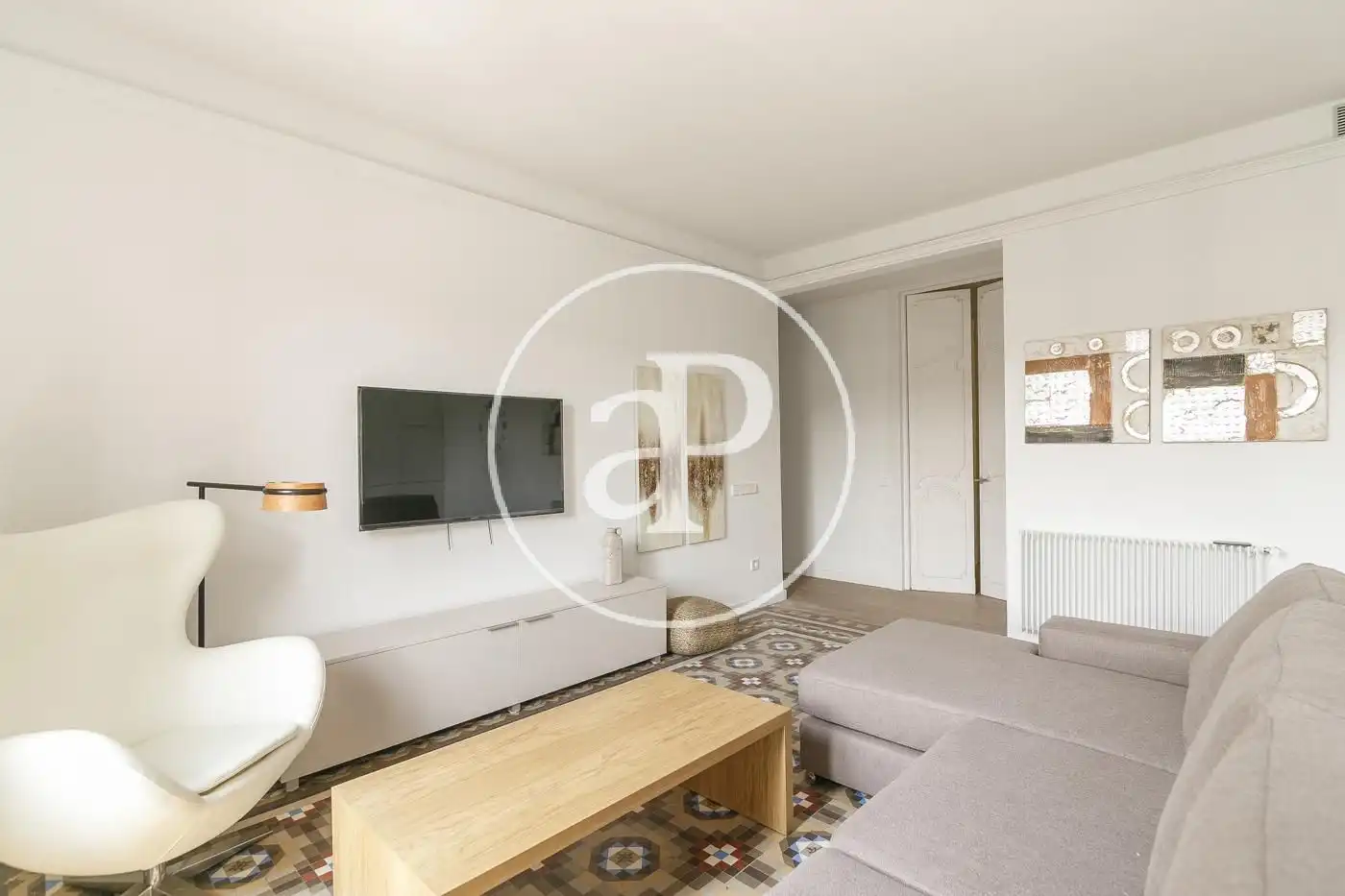 Wohnzimmer von Wohnung zur Miete in  Barcelona Capital mit Klimaanlage, Heizung und Möbliert