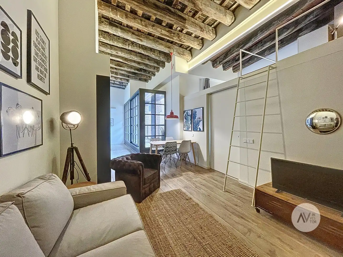 Sala de estar de Ático de alquiler en Barcelona con Aire acondicionado, Calefacción y Terraza